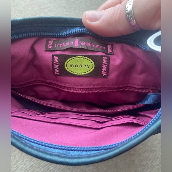 Crossbody Blue Mosey Bag. Silver Color Hardware. Eco friendly. EUC. - Picture 10 of 14